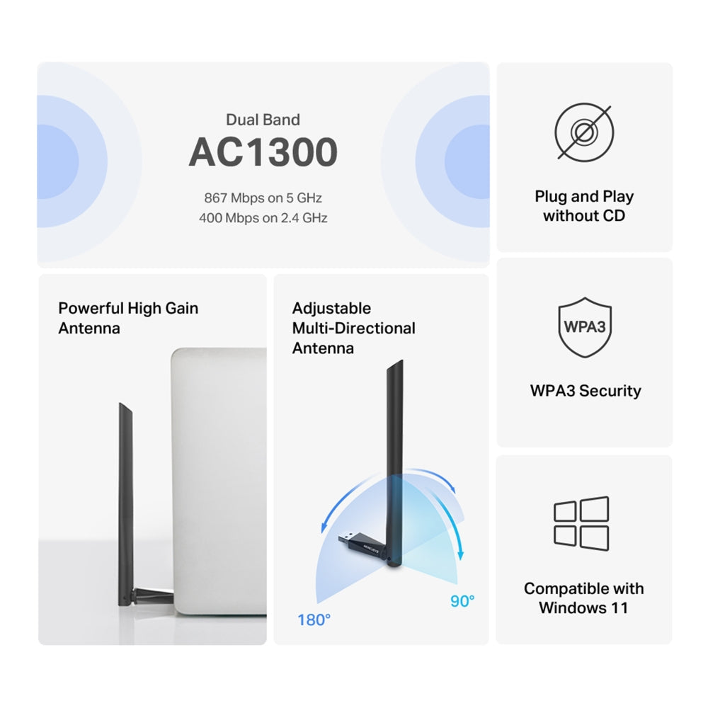 MA30H AC1300 High Gain Wireless Dual Band USB Adapter