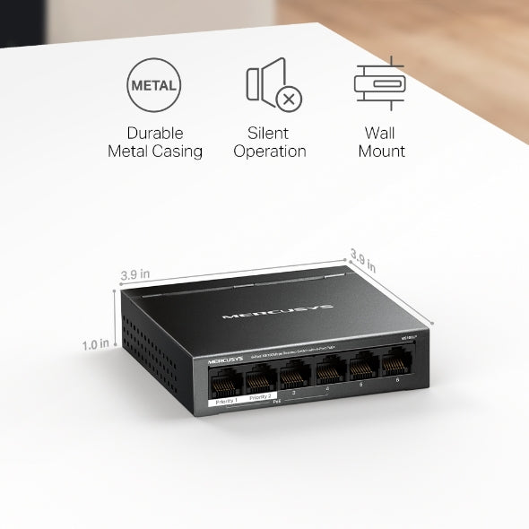 MS106LP 6-Port 10/100Mbps Desktop Switch with 4-Port PoE+