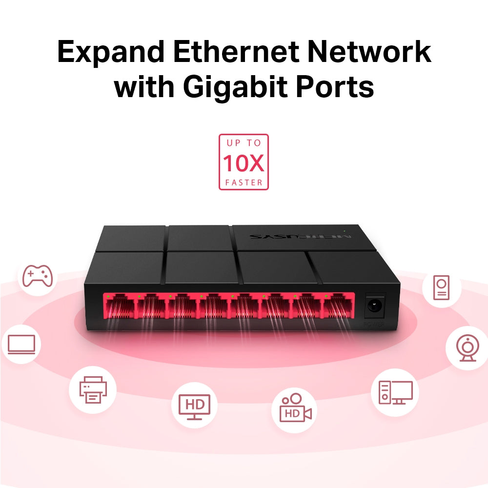 MS108G 8-Port 10/100/1,000 Mbps Desktop Switch